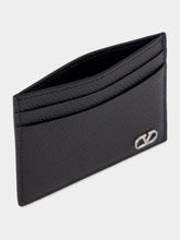 Valentino Garavani Black Grain Leather VLogo Card Holder