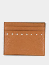 Valentino Garavani Brown Leather Card Holder with Rockstuds