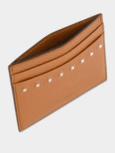 Valentino Garavani Brown Leather Card Holder with Rockstuds
