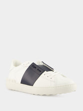 Valentino Garavani White and Blue Calfskin Open Sneaker