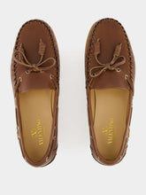 Valentino Garavani Bark Brown Palm Avenue Boat Shoes