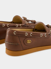 Valentino Garavani Bark Brown Palm Avenue Boat Shoes