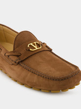 Valentino Garavani Bark Brown Driver Fastaway Loafers