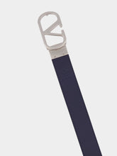 Valentino Garavani Black and Marine Blue Reversible VLogo Belt