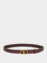 Valentino Garavani Brown Braided Leather VLogo Belt