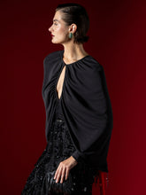 Johanna Ortiz Black Starlight Draped Jersey Bodysuit