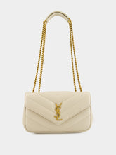 Saint Laurent Loulou Small Chain Bag in Blanc Vintage Matelassé