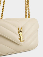 Saint Laurent Loulou Small Chain Bag in Blanc Vintage Matelassé