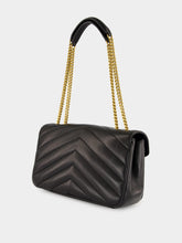 Saint Laurent Black Loulou Medium Matelassé Leather Bag