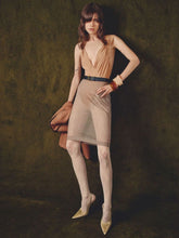 Saint Laurent Beige Silk Muslin Cross-Back Bodysuit