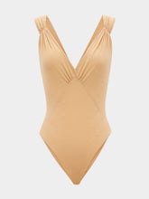 Saint Laurent Beige Silk Muslin Cross-Back Bodysuit