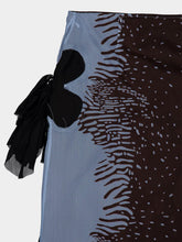 Ferragamo Washed Denim and Espresso Silk Animal Print Skirt