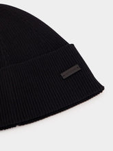 Saint Laurent Black Cashmere Rib-Knit Beanie