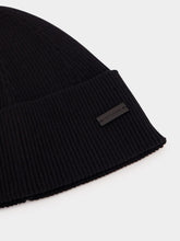 Saint Laurent Black Cashmere Rib-Knit Beanie