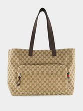Beige and Dark Brown Large GG Tote Bag