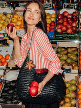 Dragon Diffusion Black Luna Piena Woven Leather Tote