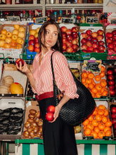 Dragon Diffusion Black Luna Piena Woven Leather Tote