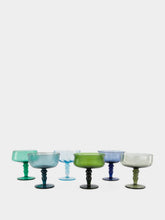 Bitossi Blue and Green Champagne Bowls Set of 6