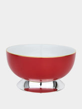Leitão & Irmão Medium Portuguese Red Porcelain Bowl with Silver Base