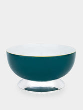 Leitão & Irmão Green Malibu Portuguese Porcelain Bowl with Silver Base
