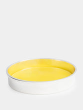 Leitão & Irmão Silver Bottle Coaster with Yellow Porcelain