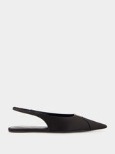Saint Laurent Black Babylone Satin Crepe Slingback Flats