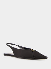 Saint Laurent Black Babylone Satin Crepe Slingback Flats