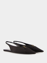Saint Laurent Black Babylone Satin Crepe Slingback Flats