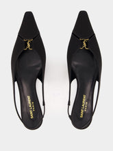 Saint Laurent Black Babylone Satin Crepe Slingback Flats