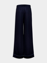 Gucci Dark Blue GG Satin Wide-Leg Pants