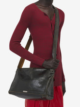 Alexander McQueen Black Crackled Leather Slouch Bag