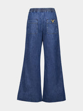 Valentino Garavani Blue Chambray Flared Denim Pants