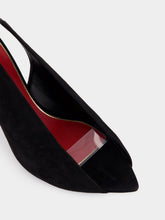 Valentino Garavani Black Révélé 105 Open-Toe Suede Pumps
