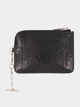 Alexander McQueen Black Crackled Leather Zip Coin Pouch with Chain