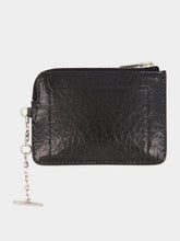 McQueen Black Crackled Leather Zip Coin Pouch with Chain