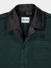 Miu Miu Bottle Green Gabardine and Leather Jacket
