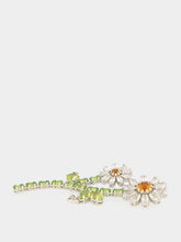 Prada Steel and Crystal Floral Brooch