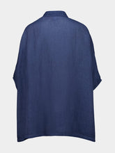 120% Lino Navy Blue Short Sleeve Linen Shirt