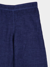 120% Lino Navy Blue Wide-Leg Linen Trousers
