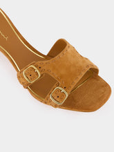 Santoni Light Brown Suede Low-Heel Didi Sandals