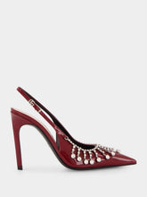 Gucci Burgundy Pumps with Crystal Chain