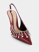 Gucci Burgundy Pumps with Crystal Chain