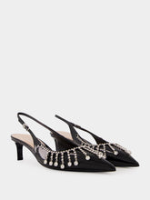 Gucci Black Patent Leather Pumps with Crystal Chain
