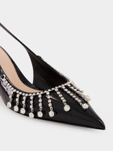 Gucci Black Patent Leather Pumps with Crystal Chain