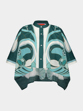 La DoubleJ Mint Printed Cotton Foulard Short Sleeve Shirt