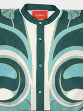 La DoubleJ Mint Printed Cotton Foulard Short Sleeve Shirt