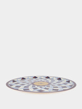 La DoubleJ Big Pineapple Blue Printed Round Wooden Tray Large