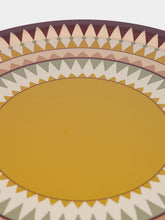 La DoubleJ Solid Yellow Printed Round Wooden Tray Large