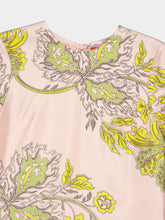 La DoubleJ Swathe Pink Silk Twill Mini Swing Dress with Feathers