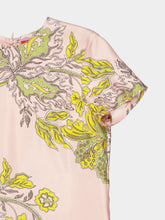 La DoubleJ Swathe Pink Silk Twill Mini Swing Dress with Feathers